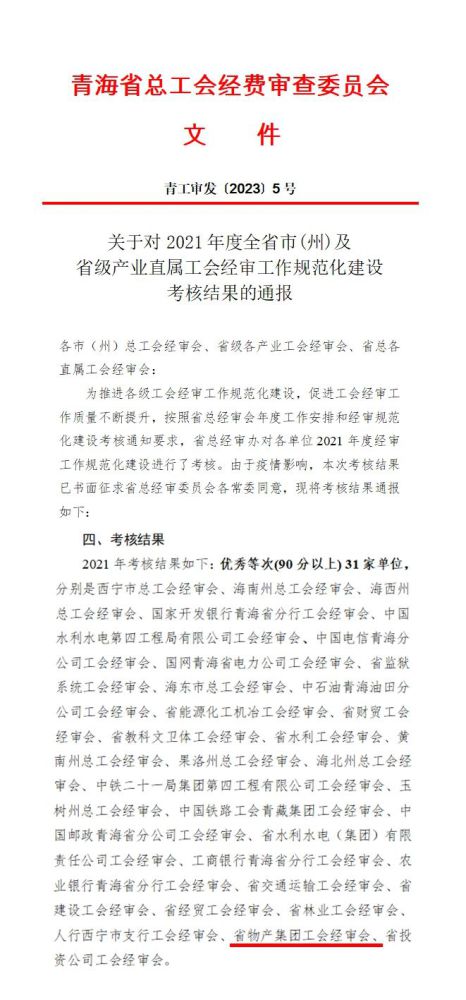 省热博RB88集团工会经审委员会荣获2021年度经审规范化建设考核优秀等次